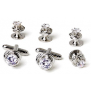 Love Knots with Cubic Zirconium Stone Cufflinks and Studs